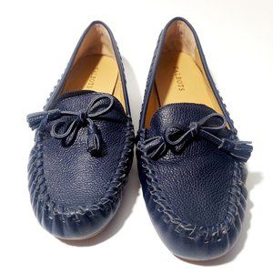Talbots Navy Blue Leather Women's Loafers with Tassels